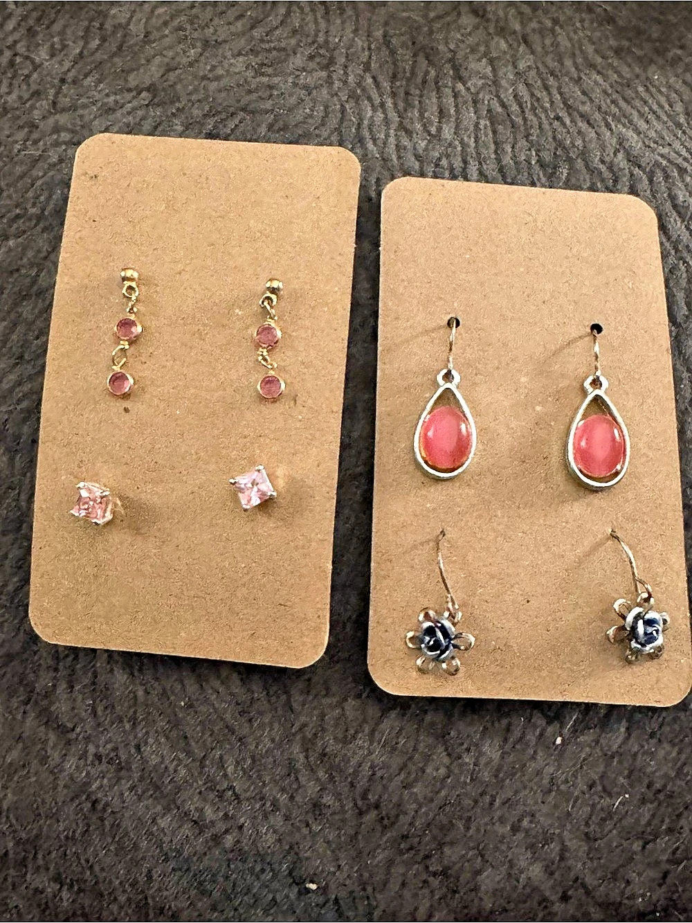 Pink & Silver vintage Earrings Set
